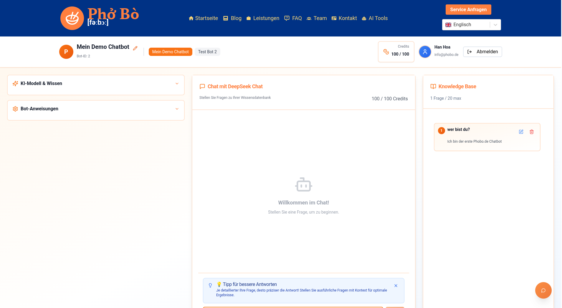 Dashboard Übersicht